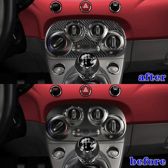 Carbon Fiber Car Front Manual Climate Control Panel Cover For Fiat 500 2012-15