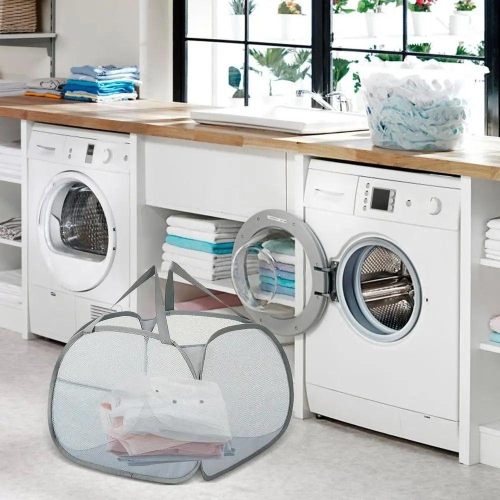 Portable Collapsible Dirty Clothes Hamper Large Capacity Ventilated Dirty Clothes Bin Mesh Foldable Laundry Hamper Storage