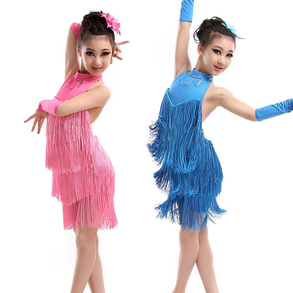 Children Girls Dance Outfits Belly Dance Cha Cha Dress Latin Salsa Costumes