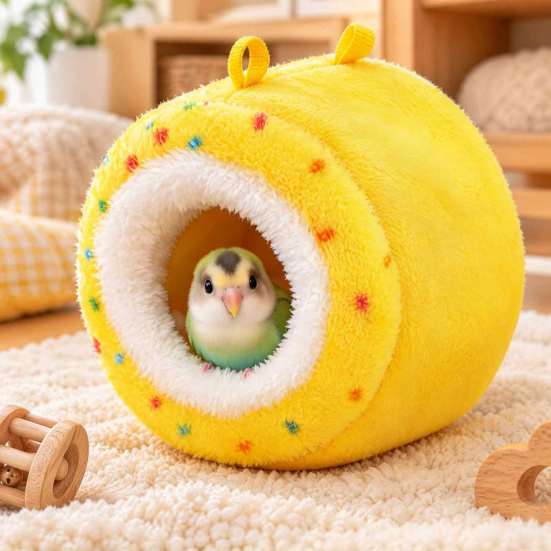 Hanging Small Pet Bed Plush Parrot Bed, Warm Hammock, Cozy Hideout Winter Cave Indoor Sanctuary for Animal Cage Accessory Sugar Glider Hamster