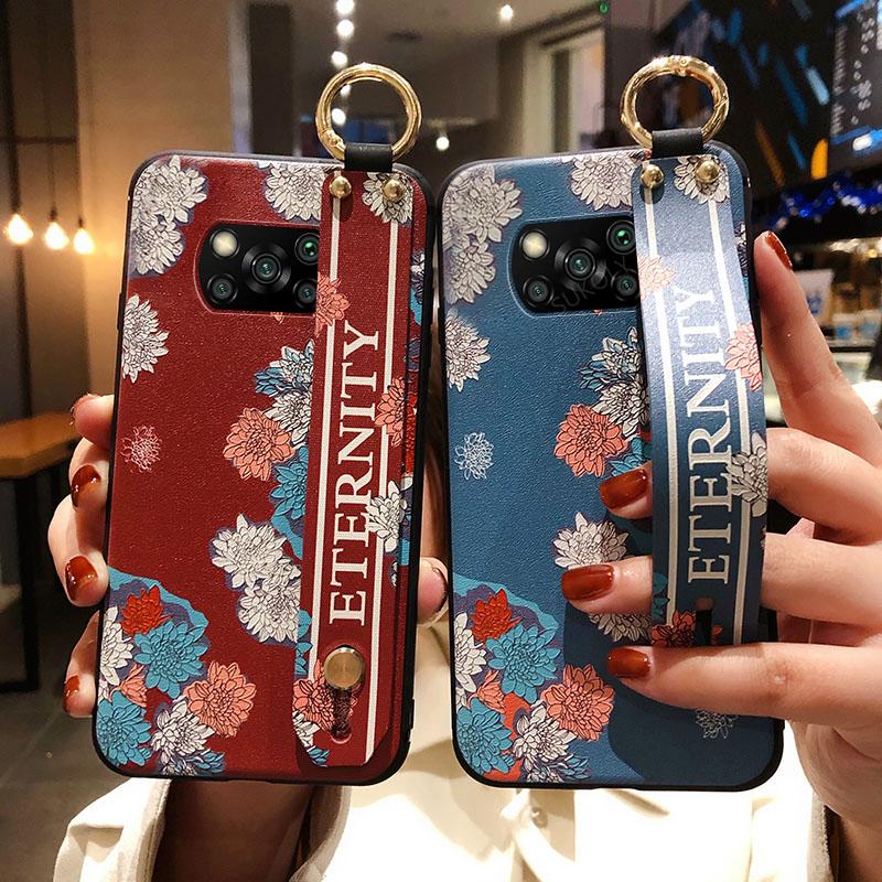 

Funda Poco X3 NFC Винтажный узор Цветочный браслет Держатель телефона TPU Задний чехол для Redmi 9 K40 K20 K30 Pro Note 8 9 Pro 9S Роскошная задняя крышка