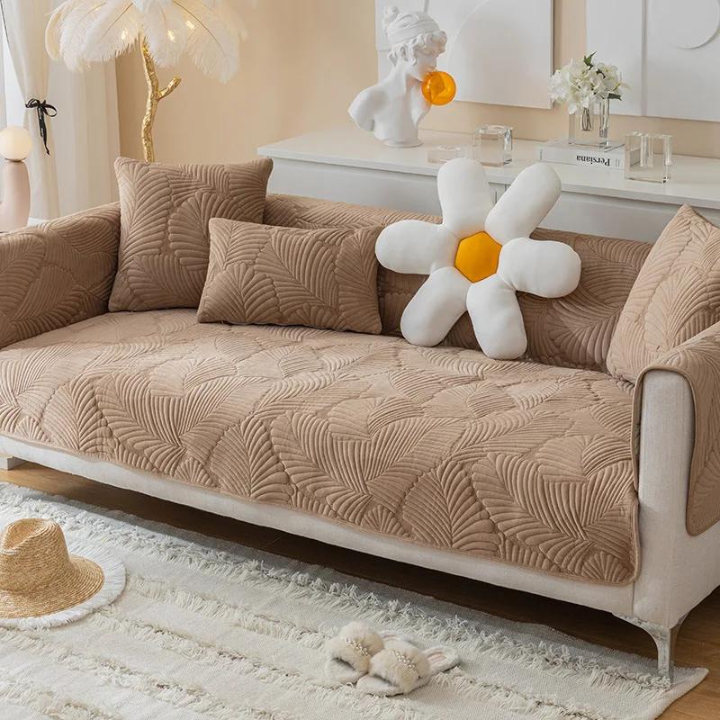 Winter Thick Plush Sofa Cushion for Living Room Non-slip Couch Cover Corner Sofa Towel Seat Pad Sofa Protection Cover