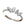 Zircon Mother-of-Pearl Butterfly Open Bangle - Elegant, Fashionable, High-End Women's Jewelry.