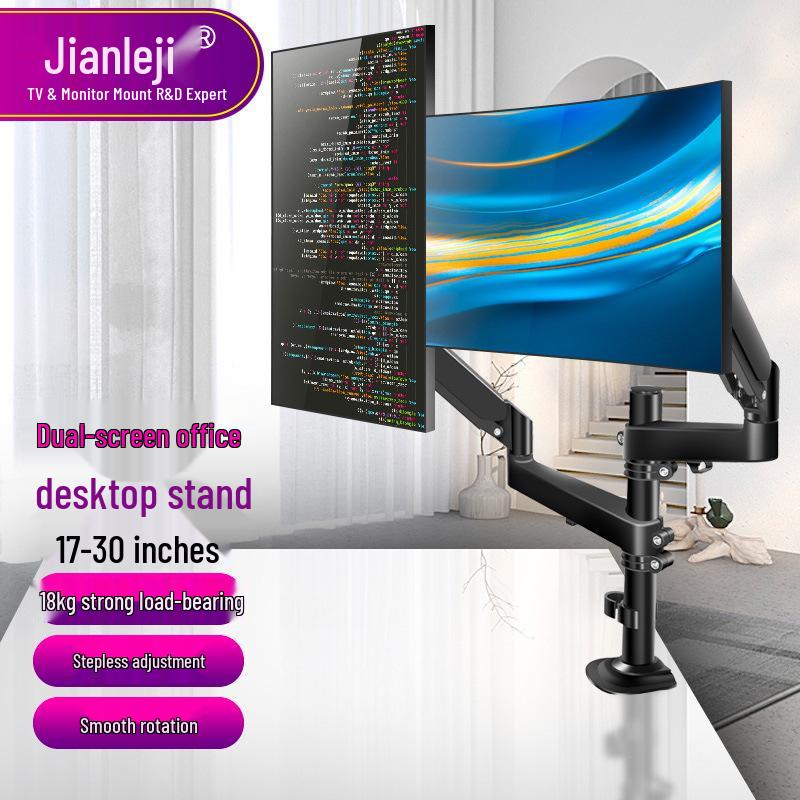Dual Screen Monitor Arm Mount - Adjustable Desktop Riser H22 17-30 Inches