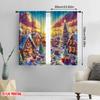 2pcs,2D plane printing Curtain Fabric Christmas candy wonderland (2) Versatile Polyester (without rod) Decorations Outdoor for