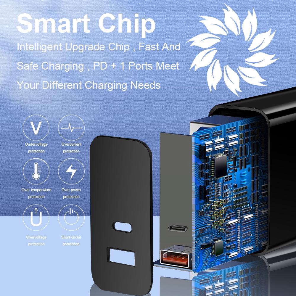 Dual USB Quick Charger - 5V/9V/12V, QC3.0+PD, EU/US Standards