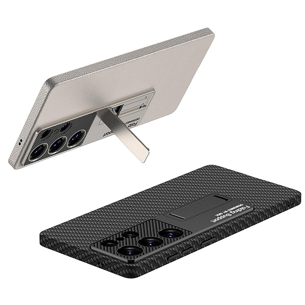 Samsung S25+ Ultra-thin Plain Leather Phone Case: Creative Hard Shell, Stand Function, Protective Cover for S25 Ultra
