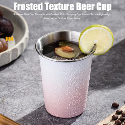 Stainless Steel Cup, Reusable with Gradient Color Camping Cup, Frosted Texture Lightweight Beer Cup for Outdoor Picnic Travel