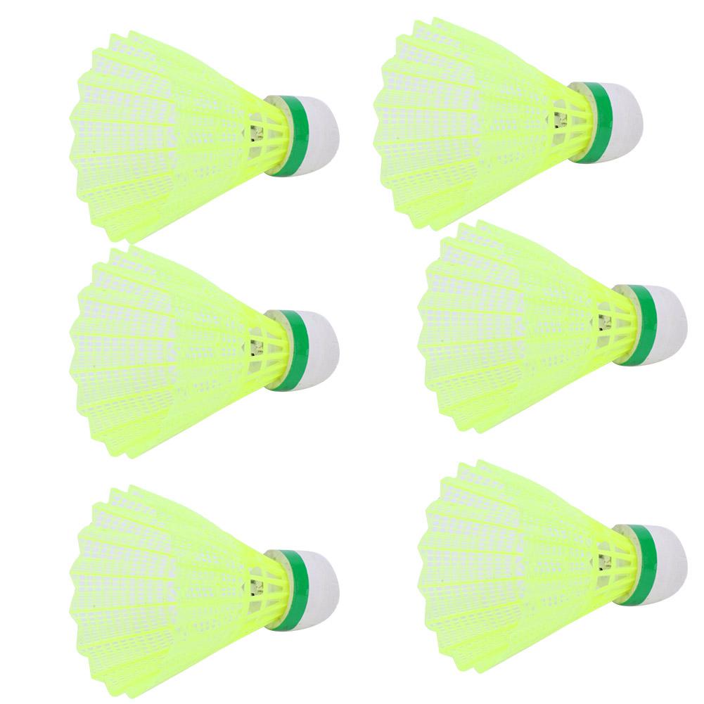 6Pcs Portable Nylon Luminous Badminton with LED Light Sport Accessory Yellow Green