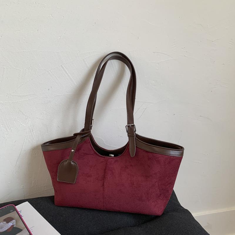 Simple casual suede tote bag women's autumn shoulder underarm light luxury handbag messenger bag cosmetic bag