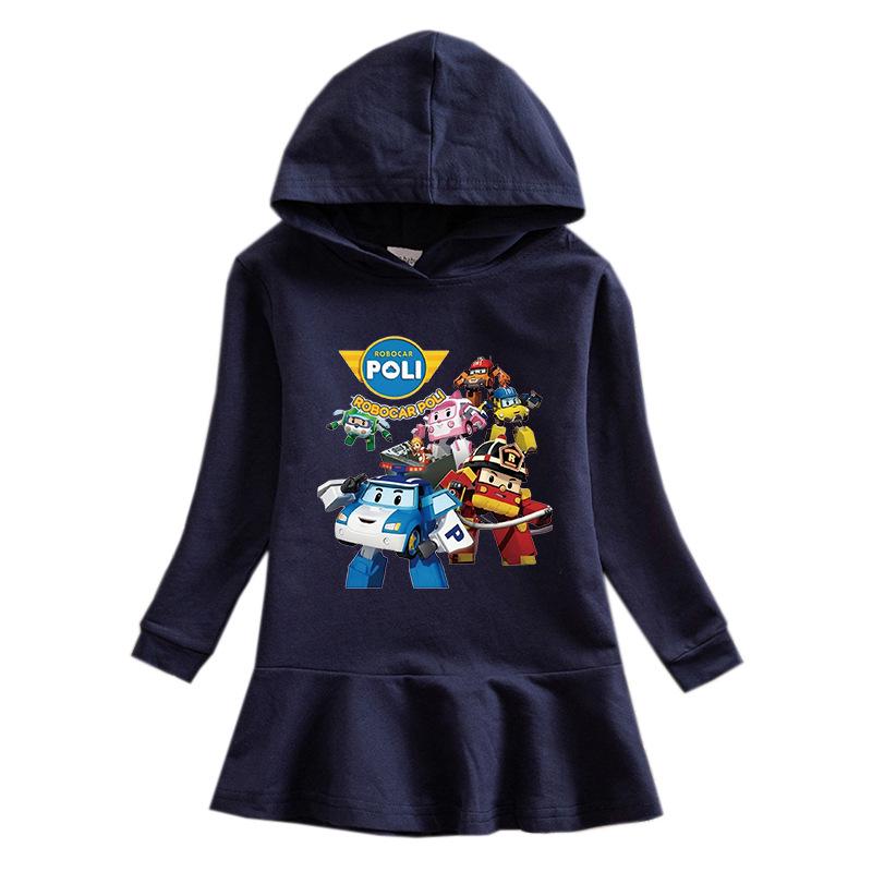 Girls' Ruffle Rainbow Princess Hoodie Dress with Long Sleeves for Spring and Autumn