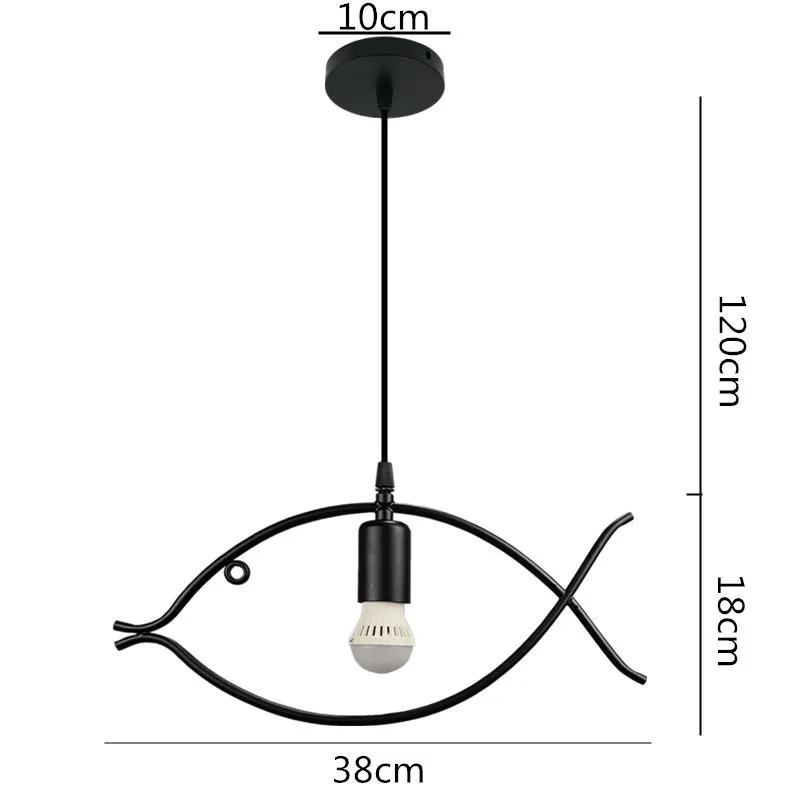Creative Modern American Retro Industrial Style Nordic Wrought Iron Fish Chandelier Personality Modern Minimalist Lighting