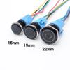 Switch PC Power Supply Flat Head 12V 24V Locking Momentary 16/19/22mm Black Metal Button Switch With Wired