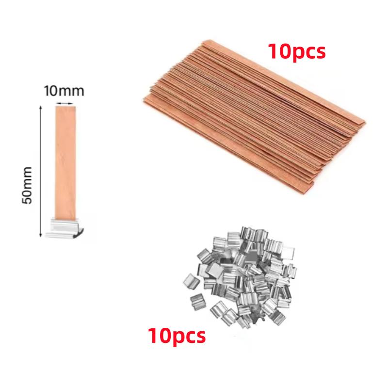 10/30pcs Wooden Candle Wick Set With Clip Base Smokeless Candle Wicks for DIY Paraffin Candle Jar Making Candle Making Supplies