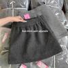 Women's High-Waist Korean Grey Wool Blend A-Line Mini Skirt - Autumn/Winter, Anti-Exposure, Hip-Hugging, Slimming Design