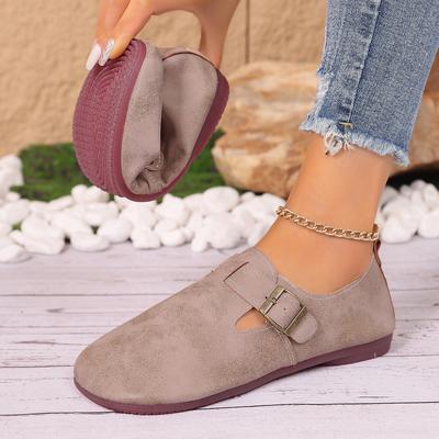 Retro flache Gürtelschnalle Low-Top Single Schuhe Damen neue einpedalige Lazy Loafers Doudou Schuhe 2025