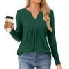 Women's Fashion Casual Long Sleeve Shirt Color V Neck Up Tops