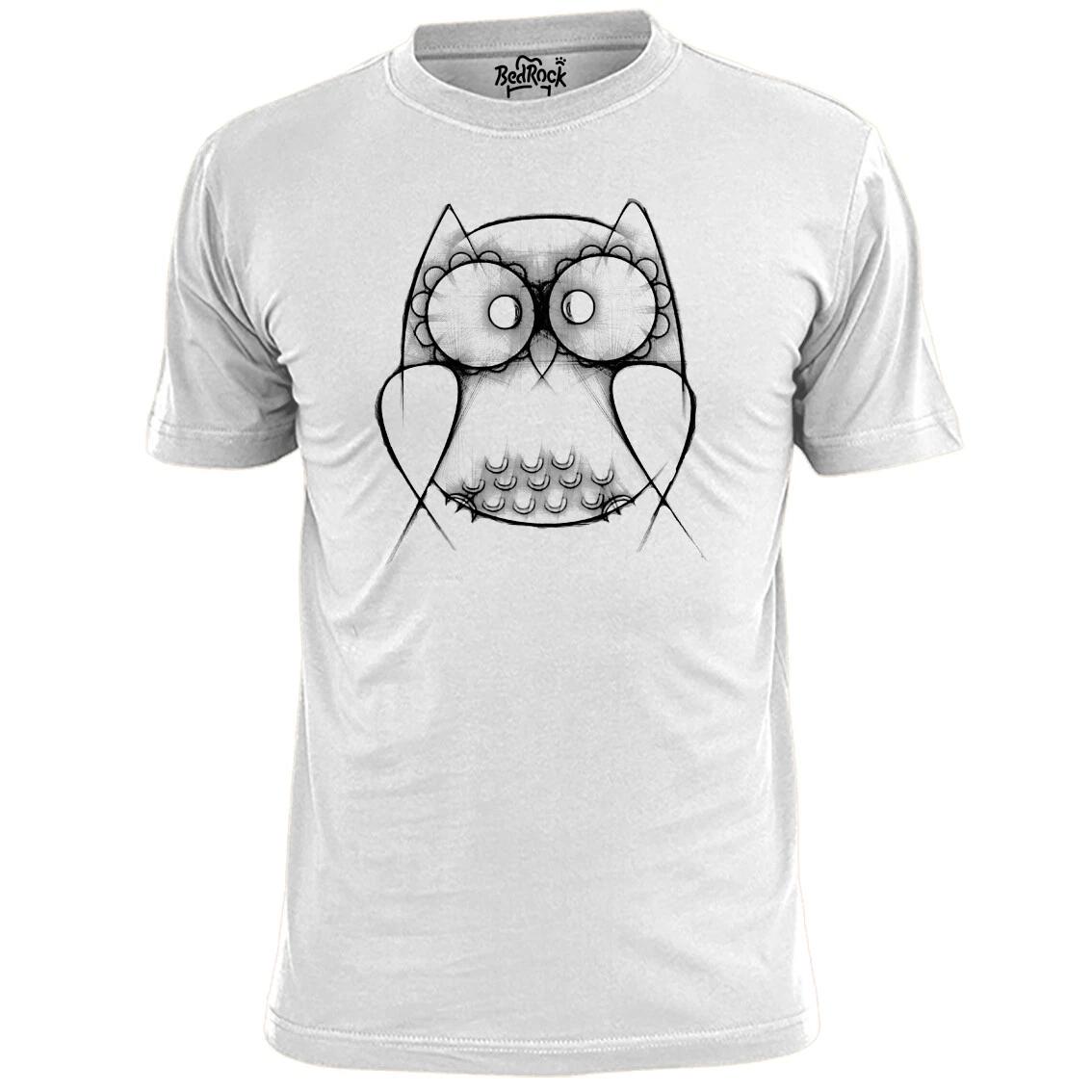 Mens Abstract Owl Art T shirt Bird Barn Snowy L