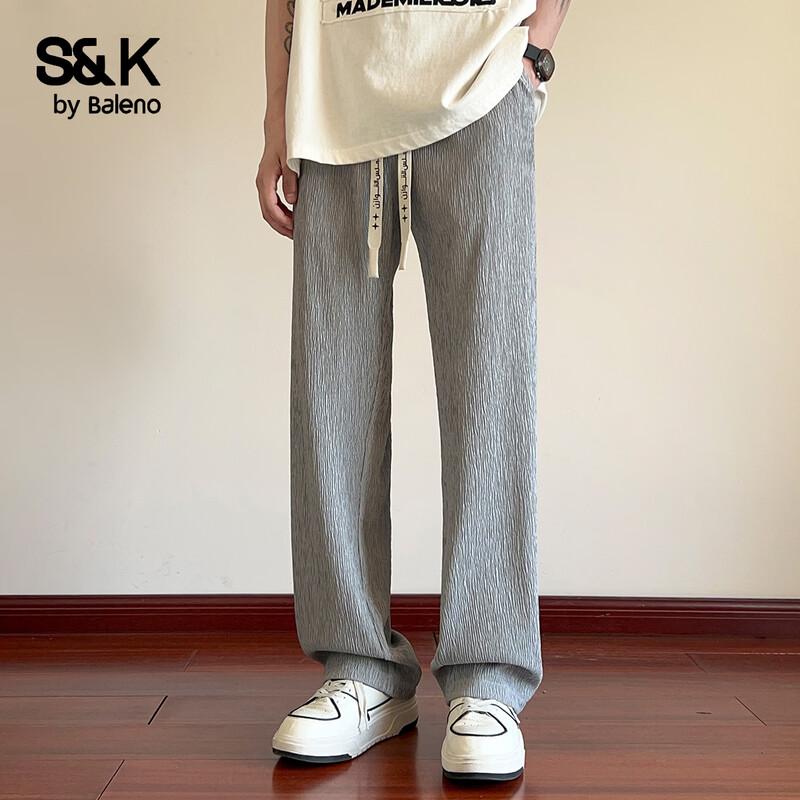 Baleno S&K Men's Textured Straight-Leg Casual Trousers