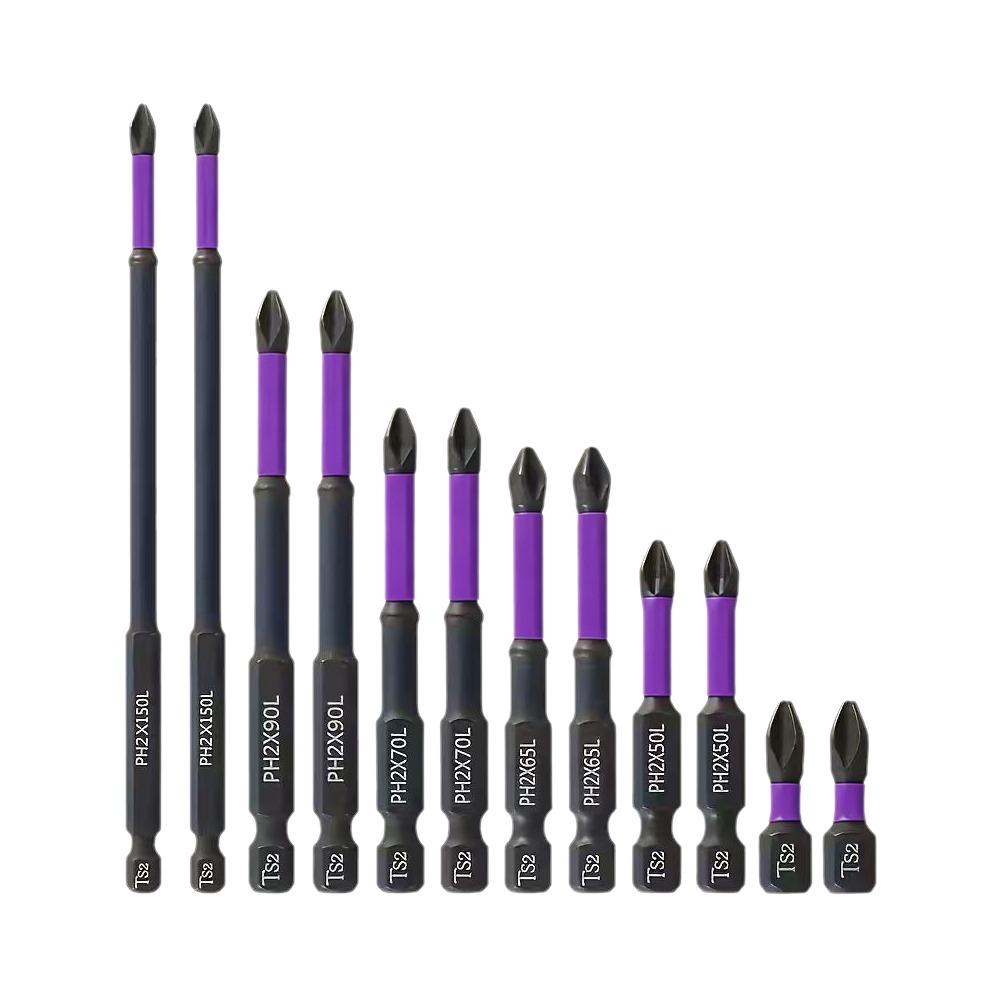 12 Pieces Non-Slip Magnetic Batch Head Electric Screwdriver Bits for Electric and Hand Drivers