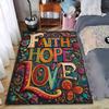 "Faith Hope Love Carpet with Colorful Floral Pattern for Home Decor" Suitable for Use As an Anti-slip for Living Room Bedroom Sofas