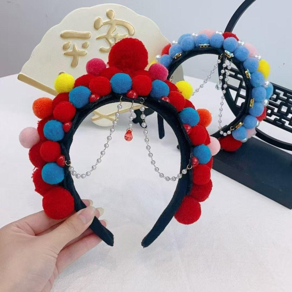 Pearl Beijing Opera Headband Tang Suit Hair Hoop Hanfu Headwear Chinese New Year Headwear  Girls