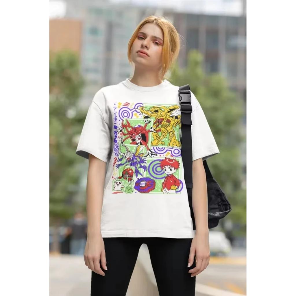 2026 New Fashion High Quality Printed Pattern Guilmon Omnimon Anime Tentomon Digimon Adventure Soft T-shirt Gift Casual All Size