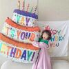 1pc-Birthday Balloons Colorful Candles Three Tier Cake Aluminum Foil Balloons Birthday Party Decoration Supplies