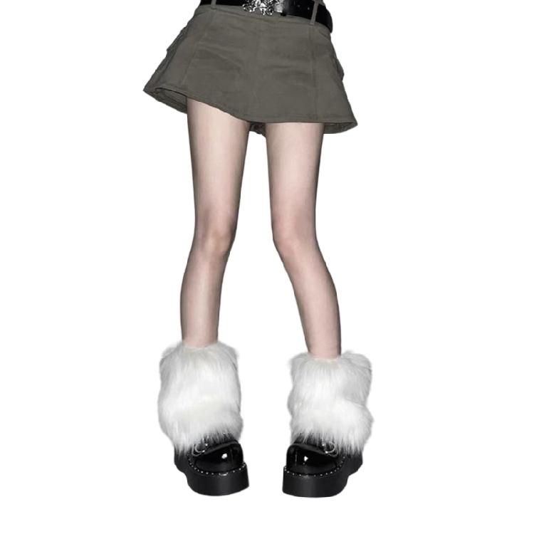 Faux Furs Leg Warmer,Y2K Warm Cozy Fuzzy Leg Warmer Boot Cuffs Cover for Womens