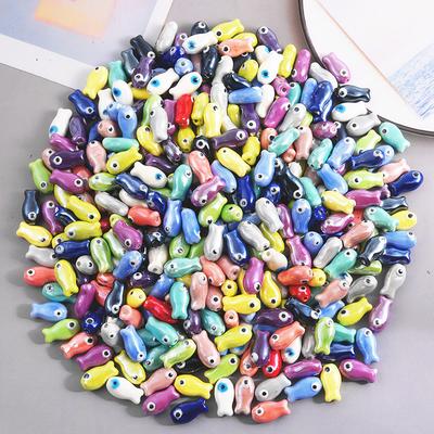 Random Mix 10/20/30pcs Ceramics Fish Charm Beads For Jewelry Making Supplies Ocean Pendant DIY Necklace Earrings Bracelets Charm