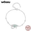 WOSTU 925 Silver Egyptian Eye of Horus Chain Bracelets Opal Stone White Zircon Guard Bracelet Links For Lover Daughter