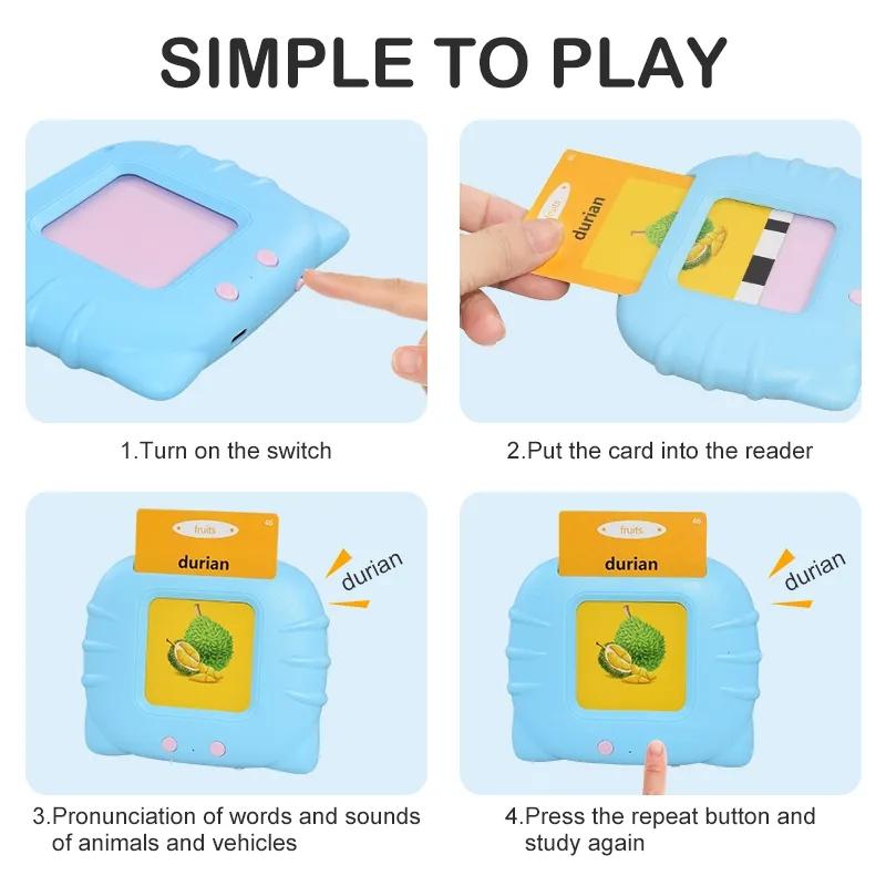 Flash Card Reading Machine Kids Learning English Educational Audio Electronic Card Book Montessori Language Toy for Home School