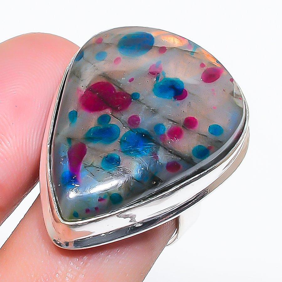 

Natural Multi Fire Labradorite 925 Sterling Silver Jewelry Ring Size 7 AR-16712