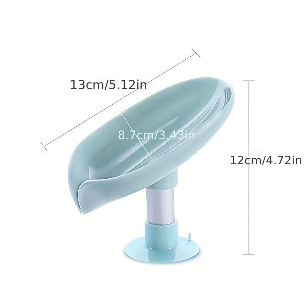 Leaf-shaped Soap Box With Suction Cup And Drainage Function Wall-mounted Plastic Soap Holder Oval Bathroom Soap Tray