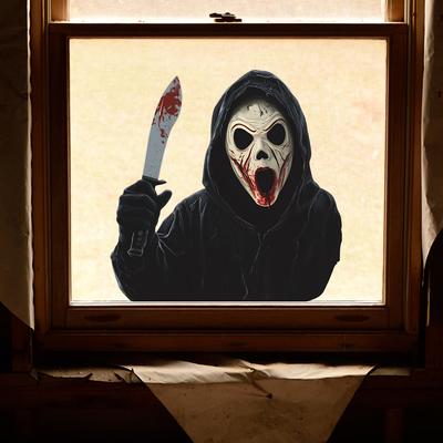 Halloween Horror Maske Männlich Balkon Glas Fenster Dekoration Antistatische Fensteraufkleber Ohne Kleber
