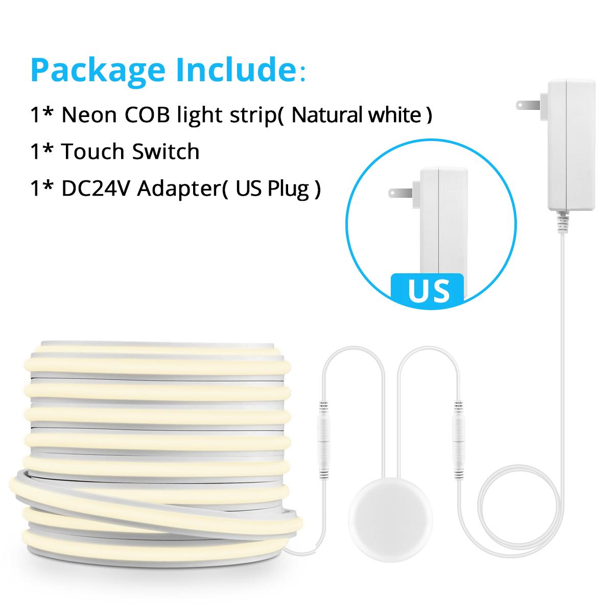 

Удивительный! Новейшая светодиодная лента COB 24 В, яркая самоклеящаяся неоновая лента с проникающей деревянной панелью, сенсорный диммируемый выключатель 2m