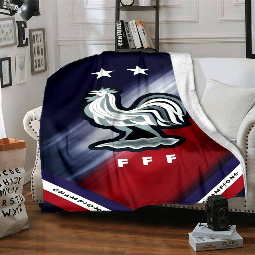 France FFF Print Flannel Blanket High Quality Warm Comfortable Cover for All Seasons Perfect for Gifts Home Decor
