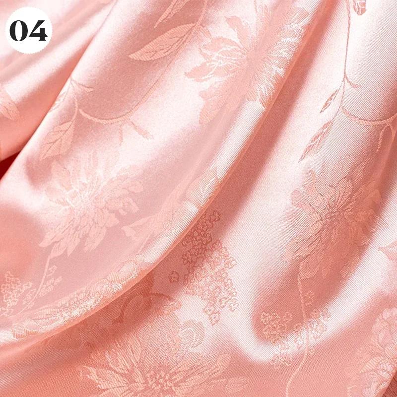 Vintage Kyselina octová Saténová látka Měkký vzor květinových větví Žakárová látka na Oblečení Šaty Sukni Cheongsam DIY Šití Textil