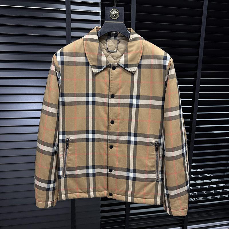 

New Winter Men s Lapel Plaid Cotton-padded Jacket Handsome Youth Thick Cotton-padded Top 5XL хаки
