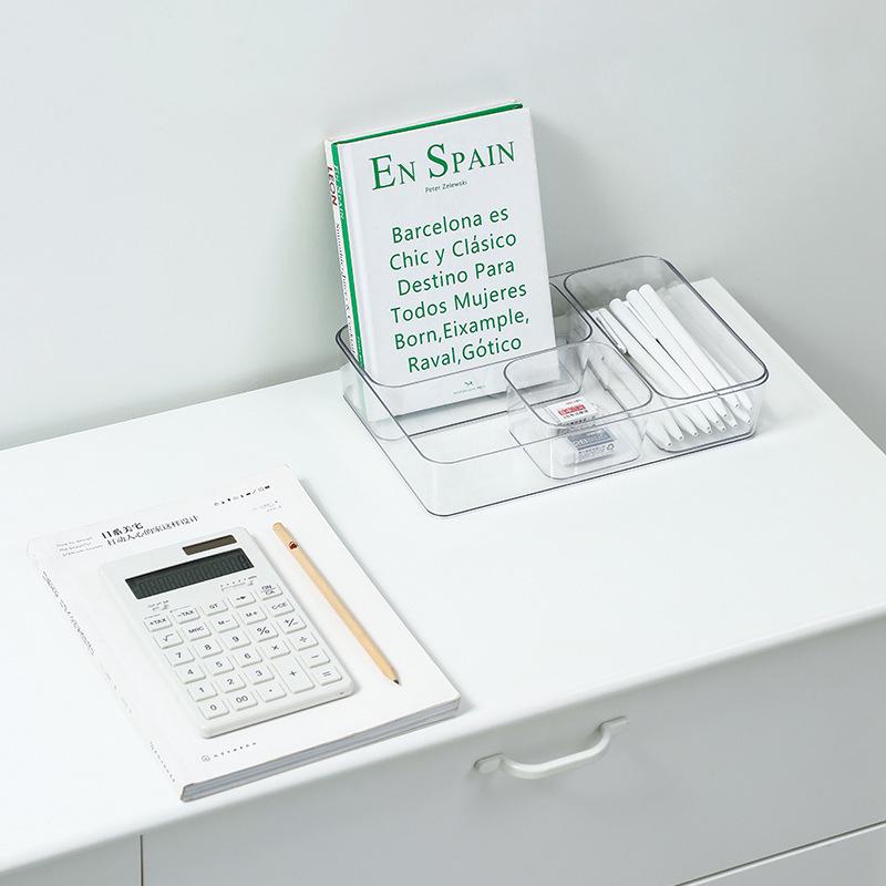 Clear Stackable Plastic Storage Drawer Organizer for Desktop, Kitchen, or Cosmetics.