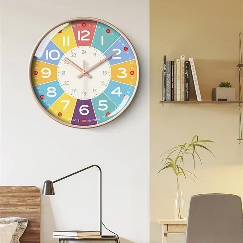 Neue 8 Zoll Runde Wanduhr Modernes Design Leise Zeitmesser Für Kinder Wohnzimmer Schlafzimmer Lernuhren Dekorationszubehör