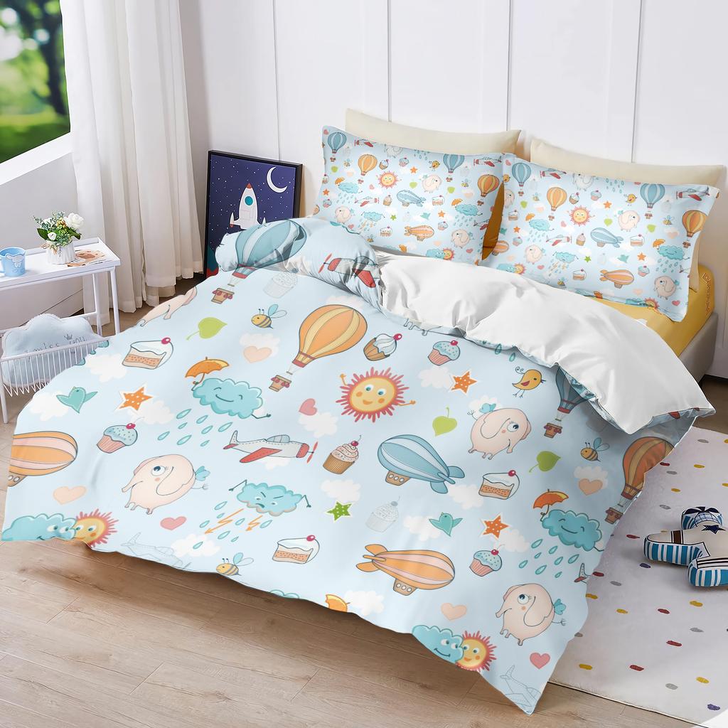 Duvet Cover Excavator Cartoon Comics Home Printed Pillowcase Set Adult Bedroom Children Comforter Bedding