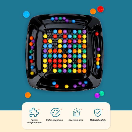 Ball Elimination Board Game with 80/120 Colorful Beads Color Recognition Focus Logic Training Multi-Player Strategy Game Educational Beads Toy