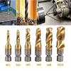 6pcs M3-M10 Screw Tap Drill Bits Hss Taps Countersink Deburr Set Metric Combination Bit High Speed Steel 1/4 IN Quick Change Hex