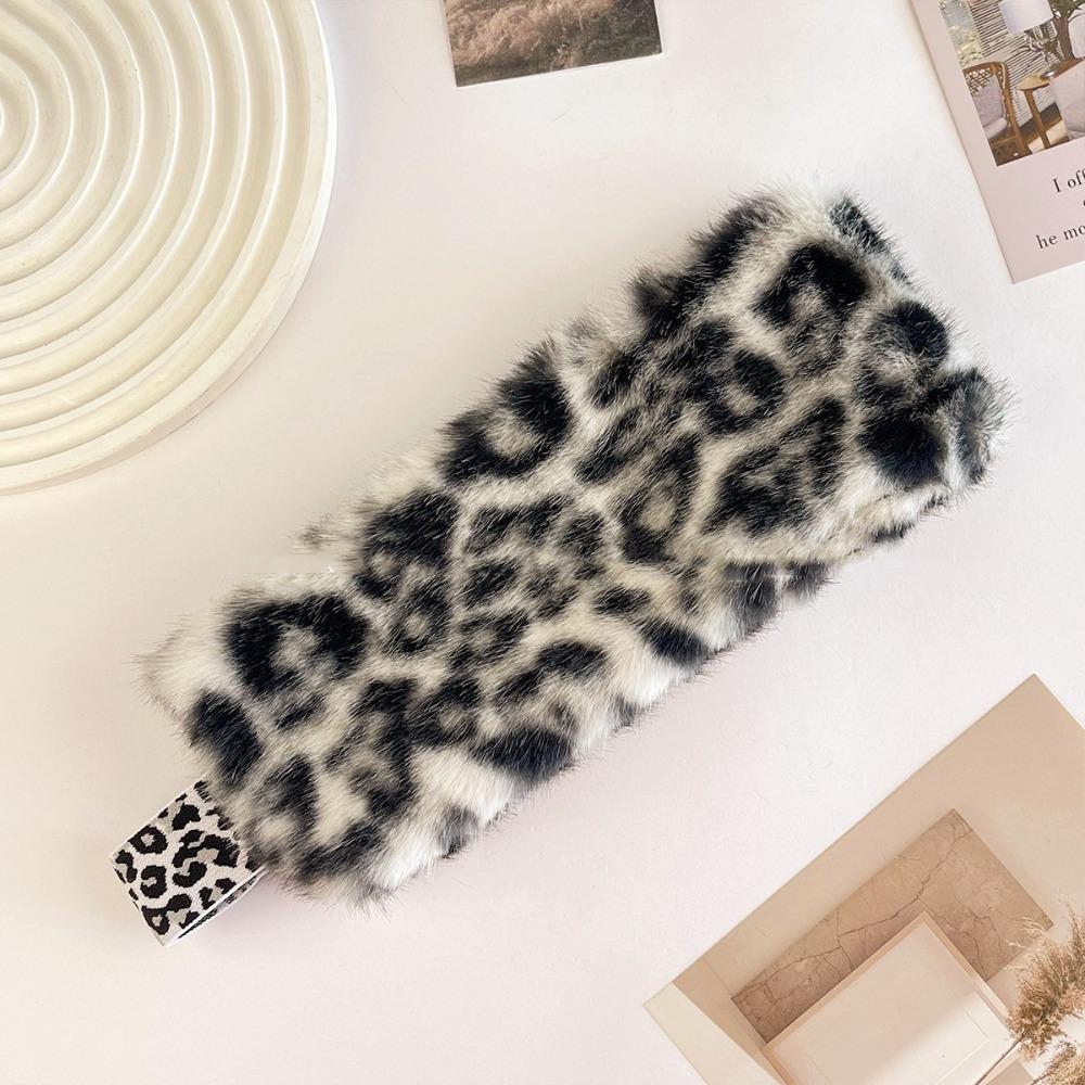 Windproof Leopard Print Hairband Ear Warm Winter Elastic Headband Fluffy Plush Headband  Sports