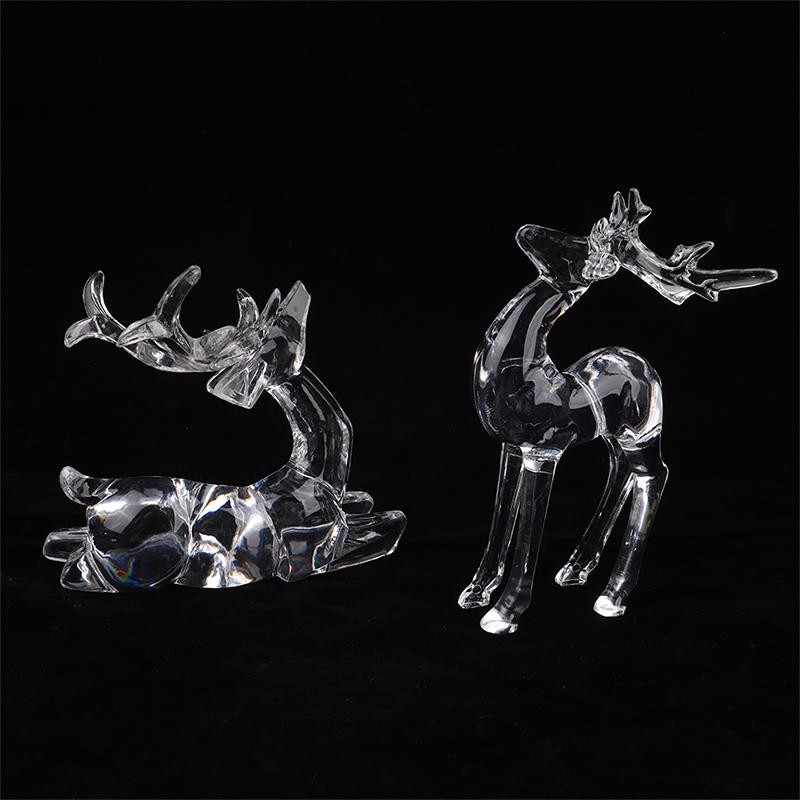 1Pc  Deer Figurines Desktop Ornament Transparent Elk Reindeer Sculpture