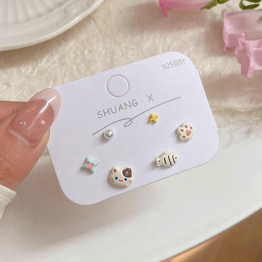 2025 Floral S925 Ein-Wochen-Ohrring-Set für Mädchen 