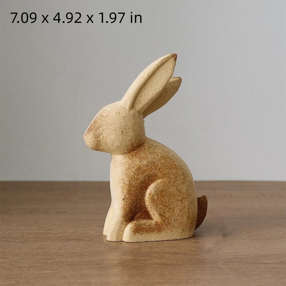 Hand-painted Wooden Bunny Statue Rooster Painting Rabbit Figure  Home Decoration