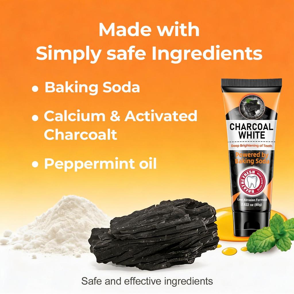 Charcoal Toothpaste-Remove More Plaque Around The Gumline Than A Non-baking Soda Toothpaste-Clean Teeth And Freshen Breath, 80g