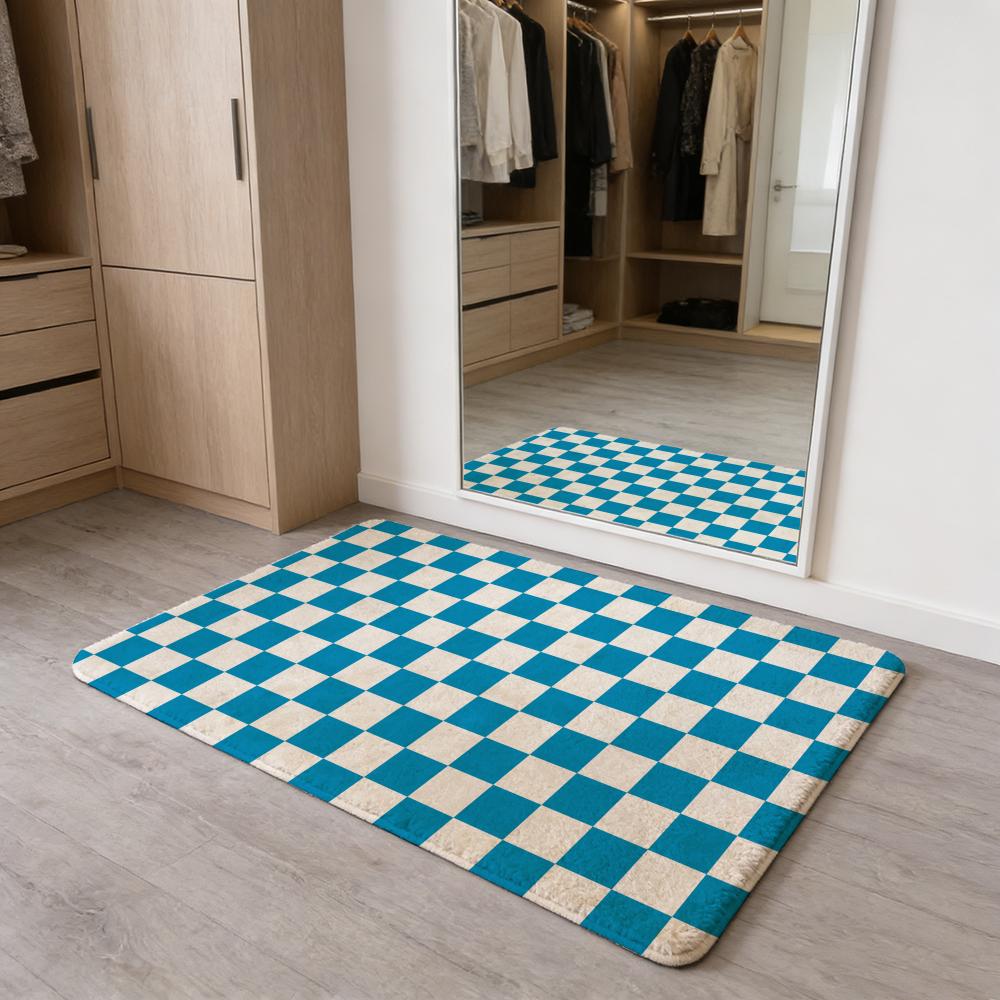 Tappetino per Pavimento a Scacchiera Tappetino per Porta in Flanella Antiscivolo Assorbente Lavabile Tappeto per Interni Casa
